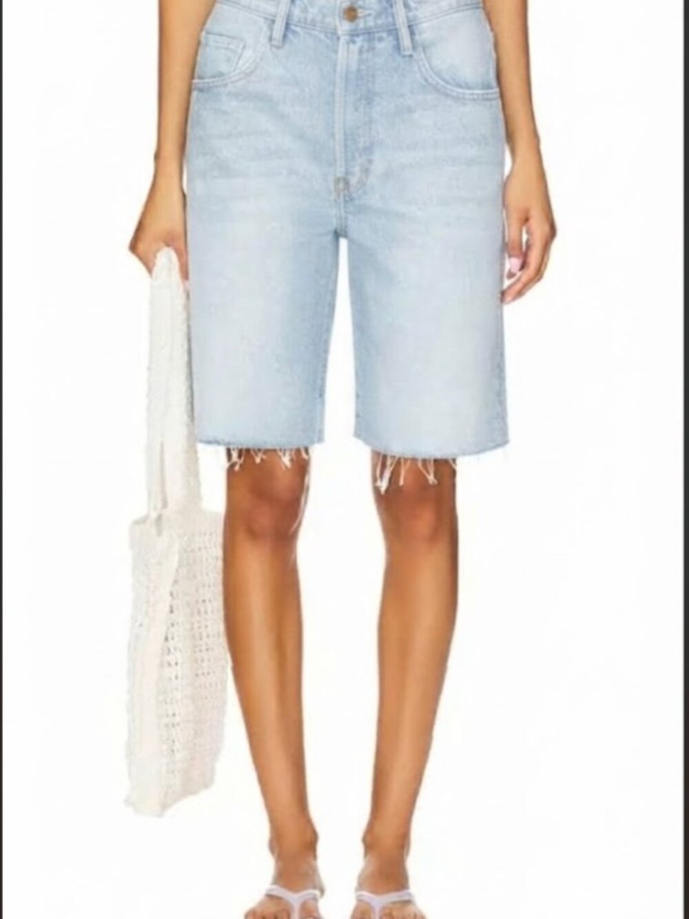 MOTHER Shoelace Fun Dip Shorty Fray Denim Shorts in Whipped- 29- MRSP $238